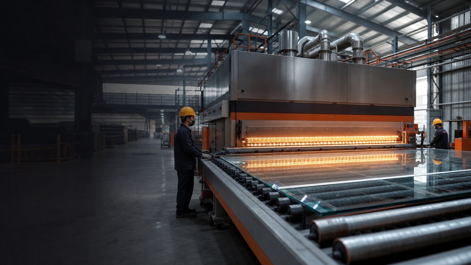Modern high-volume toughened glass production line